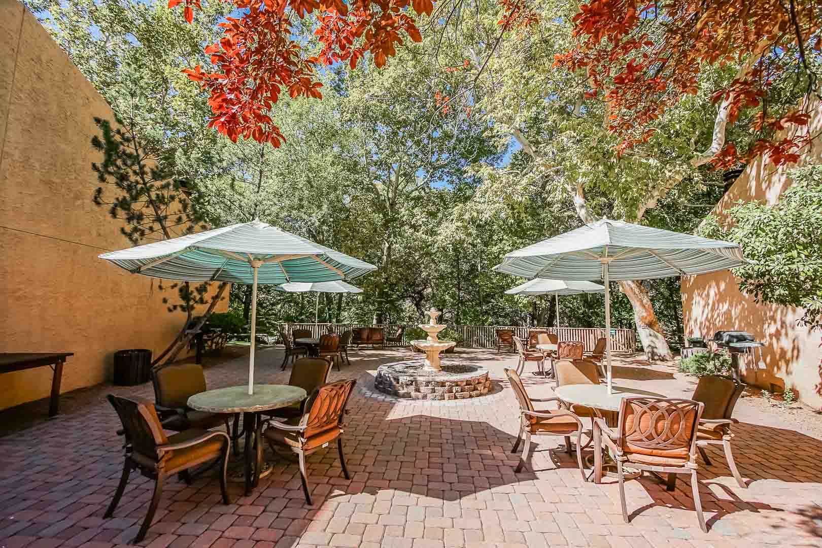 A peaceful outdoor seating at VRI's Villas at Poco Diablo in Sedona, Arizona.